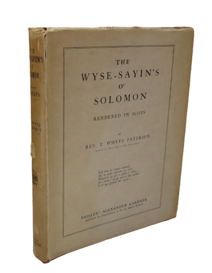 The Wyse-Saying's O'Solomon Rendered In Scots By Rev. T. Whyte Paterson book front cover