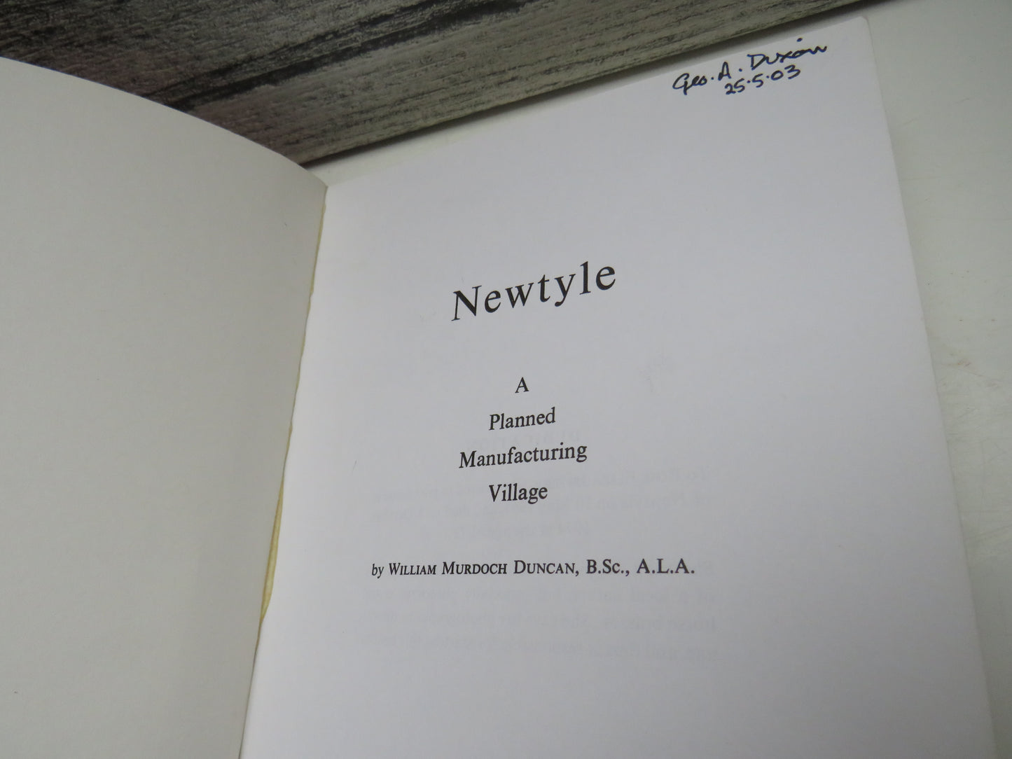 Newtyle A Planned Manufacturing Village By William Murdoch Duncan 1979