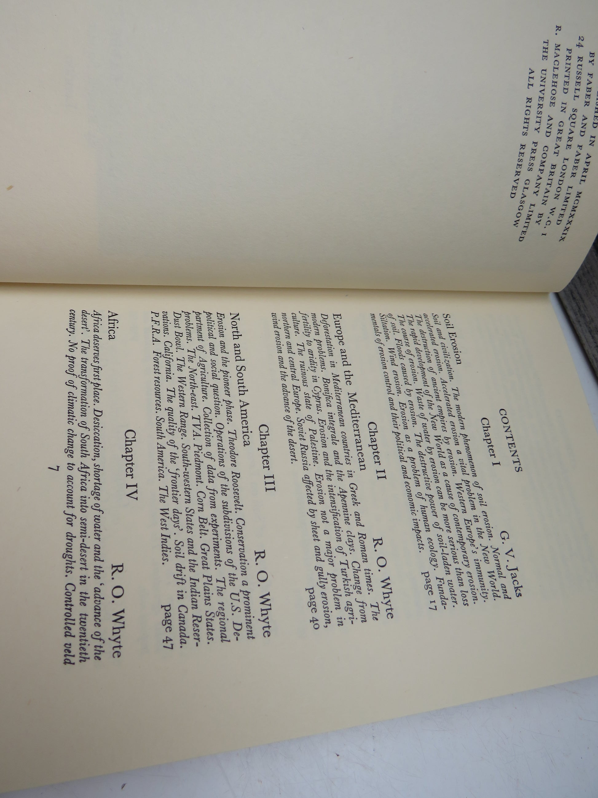 The Rape of the Earth A World Survey of Soil Erosion By G.V. Jacks and R.O. Whyte 1939 (Vintage Environmental Science Book) book 5