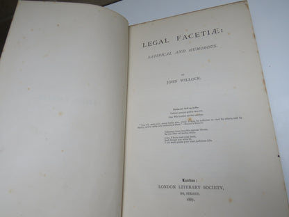 Legal Facetiae Satirical and Humorous By John Willock 1887 book image 3