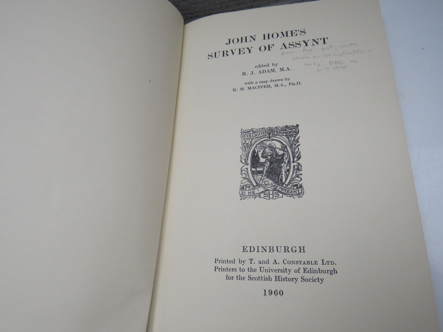John Home's Survey of Assynt Edited By R. J. Adam 1960