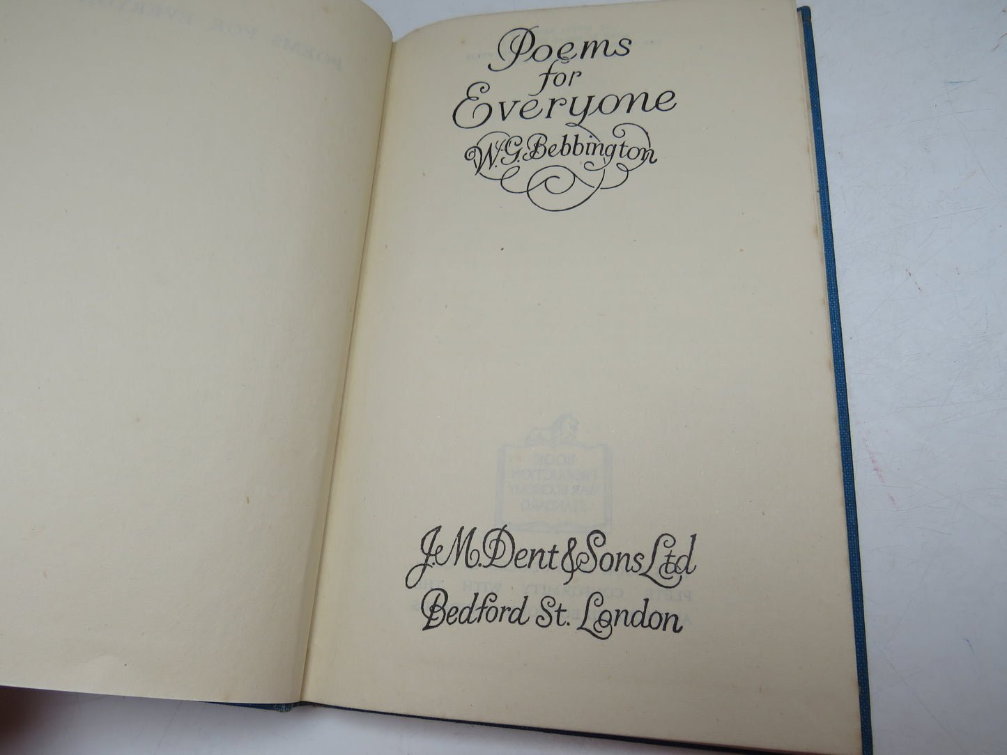 Poems For Everyone By W.G. Bebbington 1946