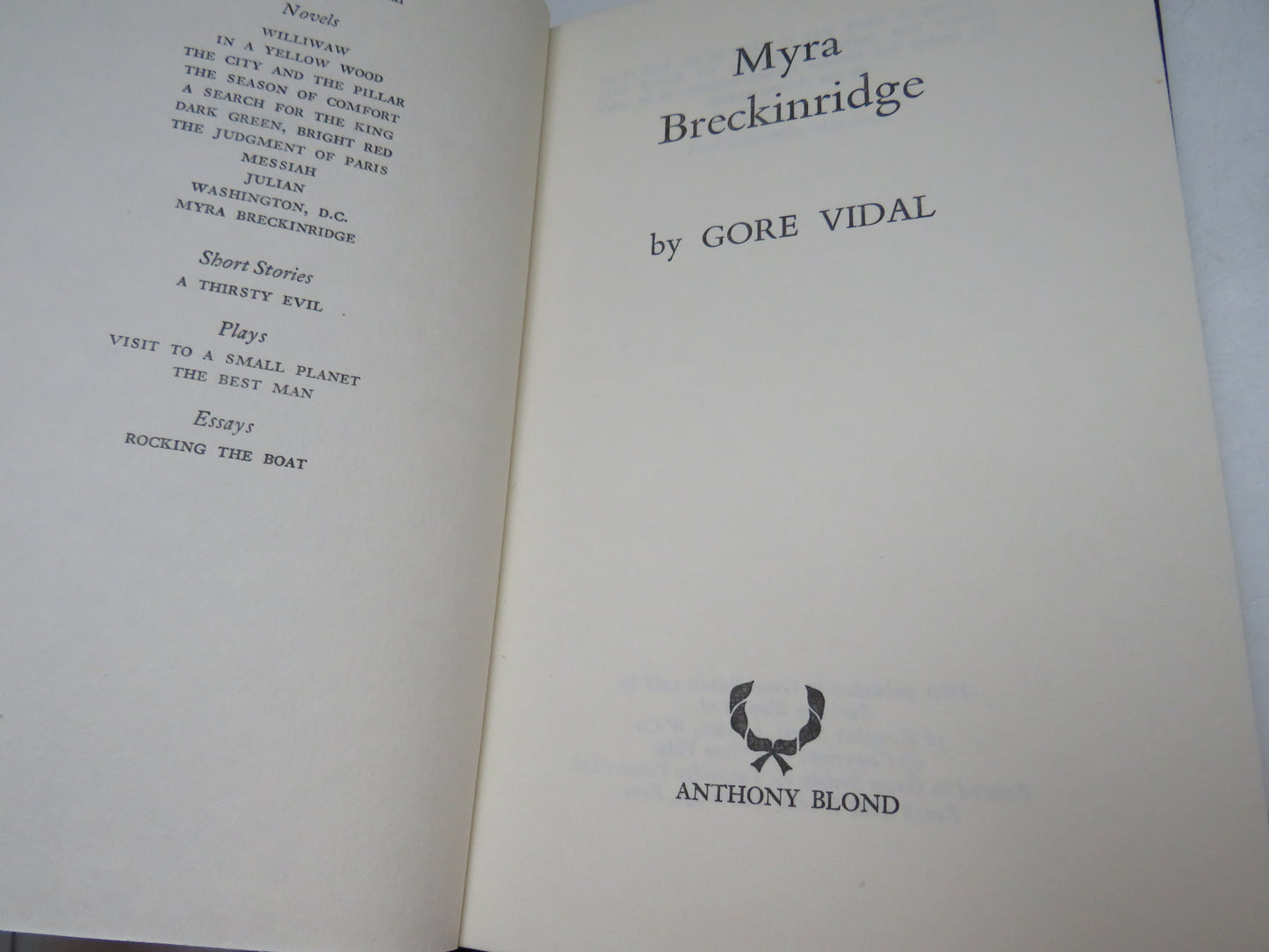 Myra Breckinridge By Gore Vidal 1968