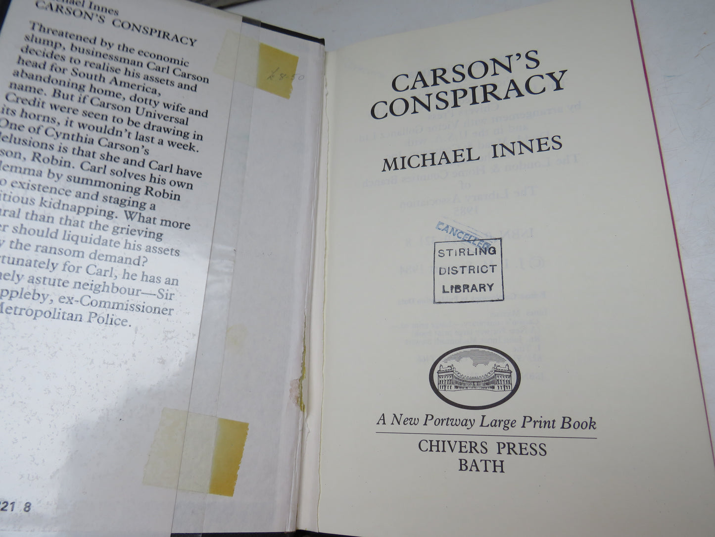 Carson's Conspiracy By Michael Innes 1985 (Modern Mystery Book) book 3