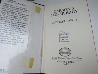 Carson's Conspiracy By Michael Innes 1985 (Modern Mystery Book) book image 3