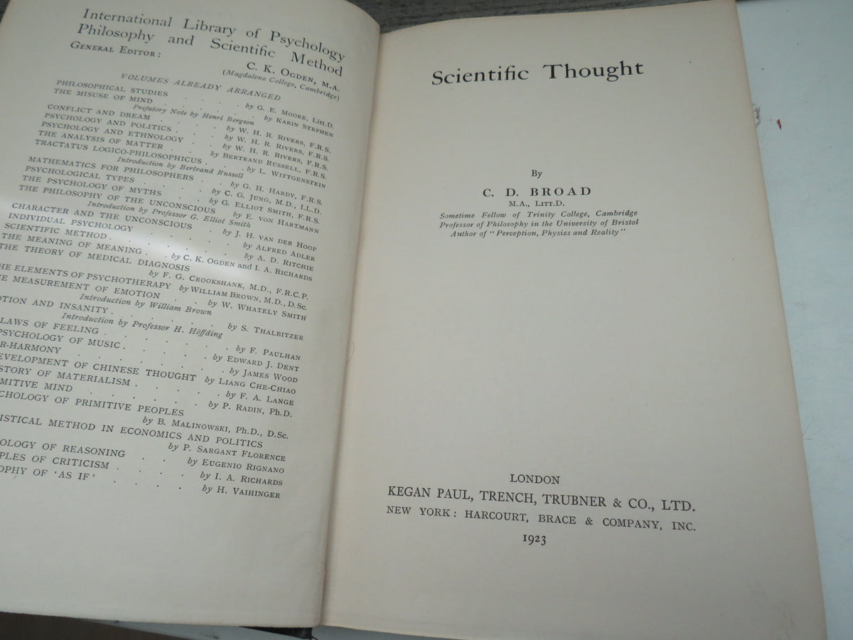 Scientific Thought BY C. D. Broad 1923 book image 4