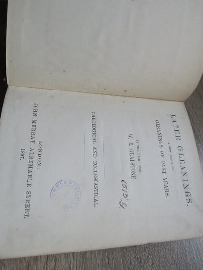 Gleanings of Past Years 1885-96 By The Right Hon W. E. Gladstone Vol VIII Theological and Ecclesiast book image 3