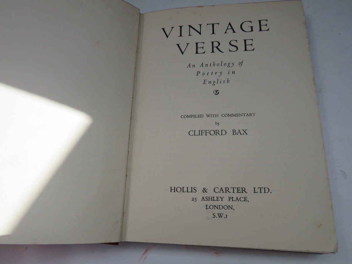 Vintage Verse An Anthology of Poetry In English By Clifford Bax 1948 book image 3