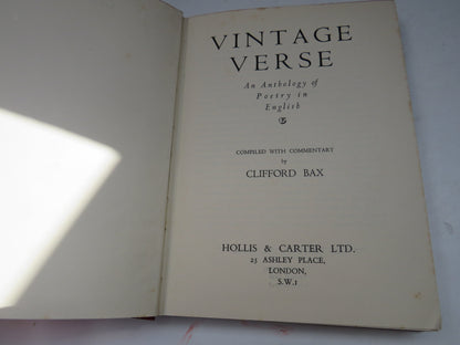 Vintage Verse An Anthology of Poetry In English By Clifford Bax 1948 book image 3