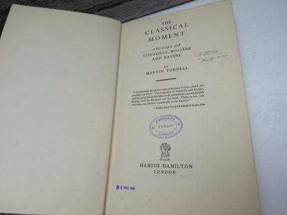 The Classical Moment Studies of Corneille, Moliere and Racine By Martin Turnell 1947 (Vintage Litera book image 3