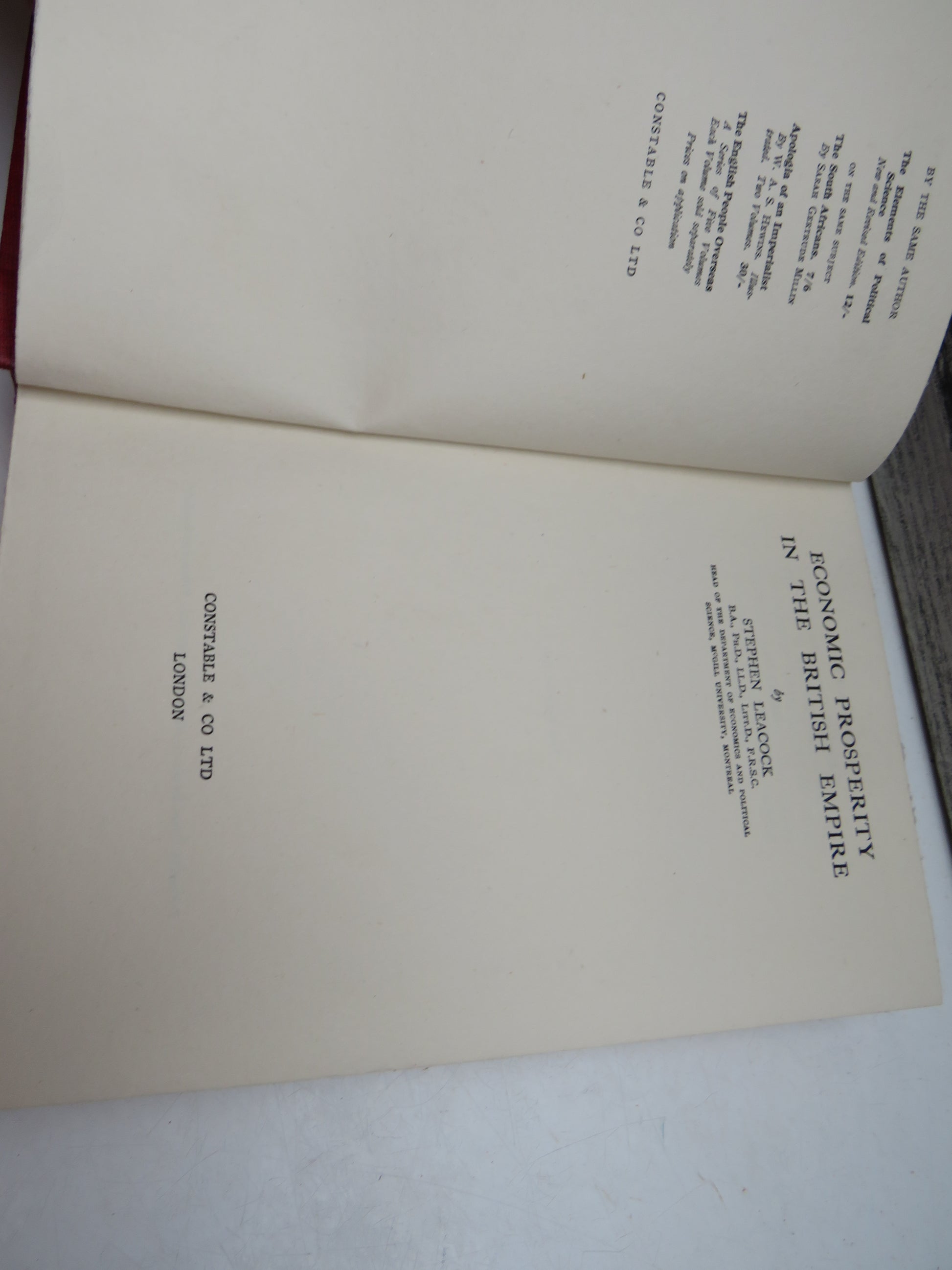 Economic Prosperity In The British Empire By Stephen Leacock 1930 (Vintage Economics Book) book 3