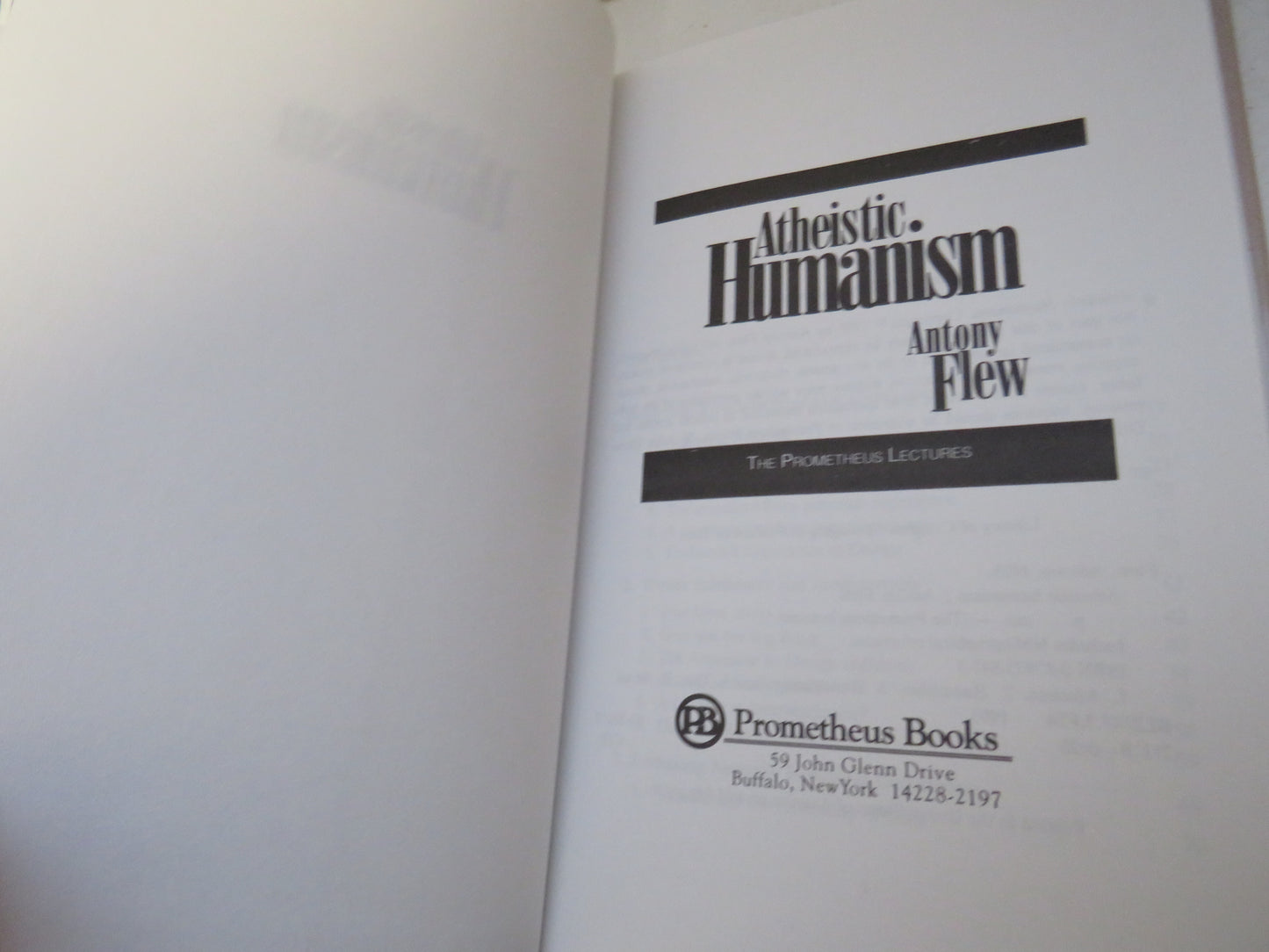 Atheistic Humanism By Antony Flew 1993