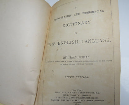 A Phonographic and Pronouncing Dictionary of The English Language By Isaac Pitman 1891 book image 4