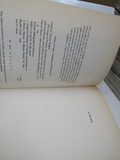 The Gospel of Thomas The Hidden Sayings of Jesus Translated By Marvin Meyer 1992