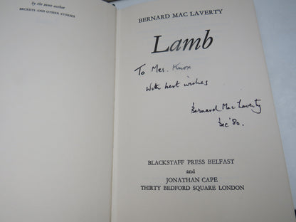 Lamb By Bernard Mac Laverty 1980 Author Signed