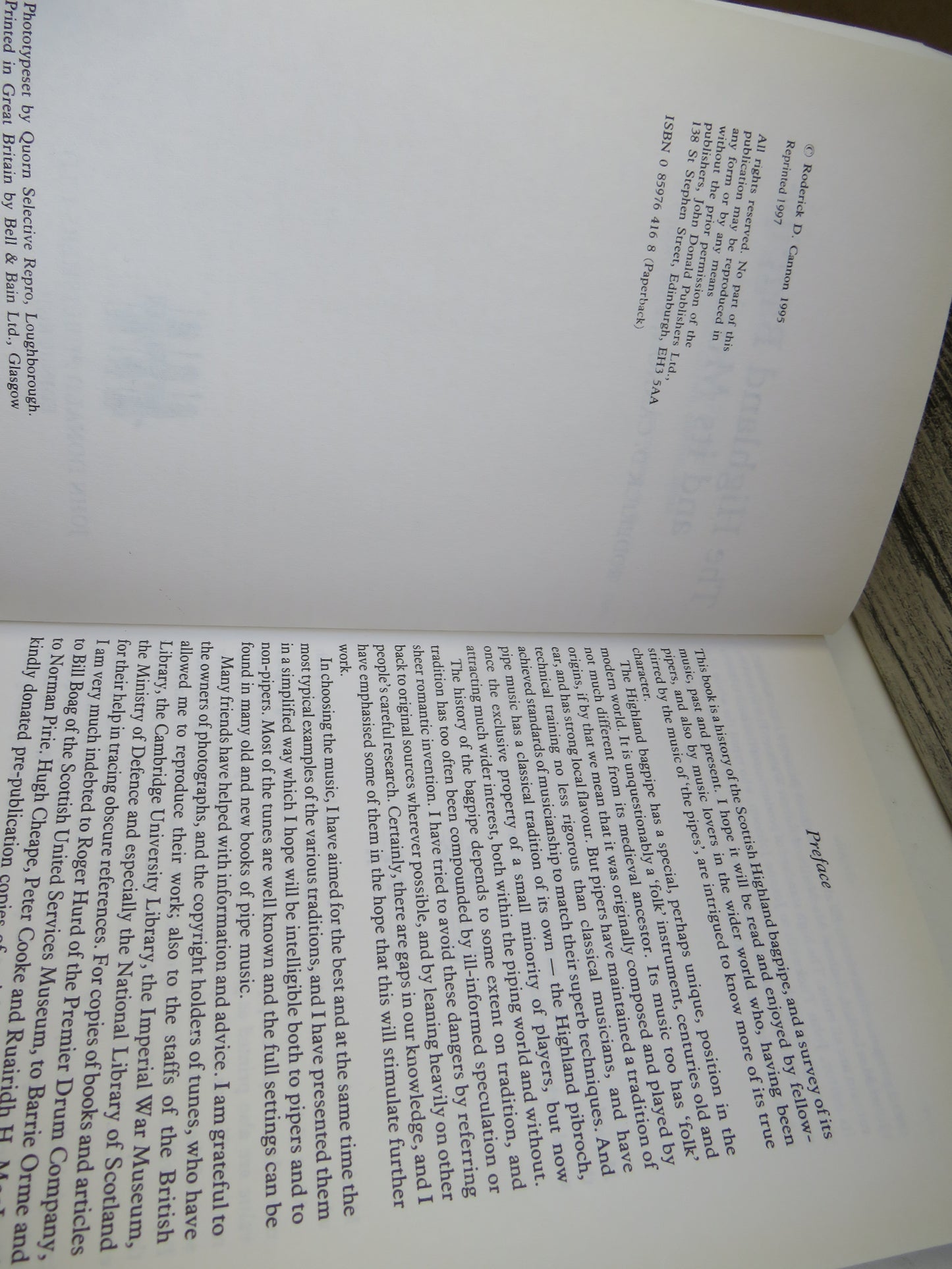 The Highland Bagpipe and Its Music By Roderick D. Cannon 1997