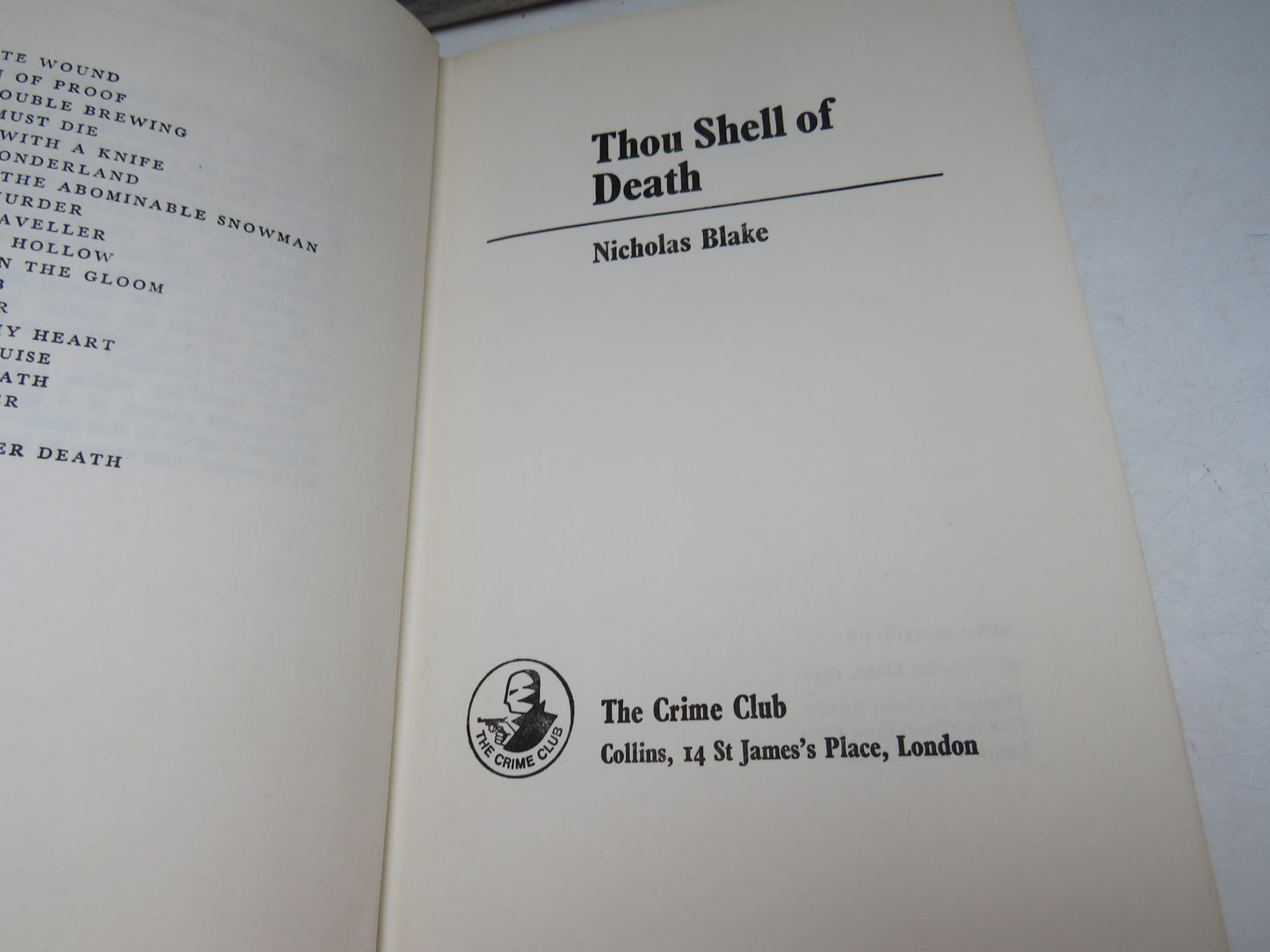 Thou Shell of Death By Nicholas Blake (Modern Mystery Book) book 3