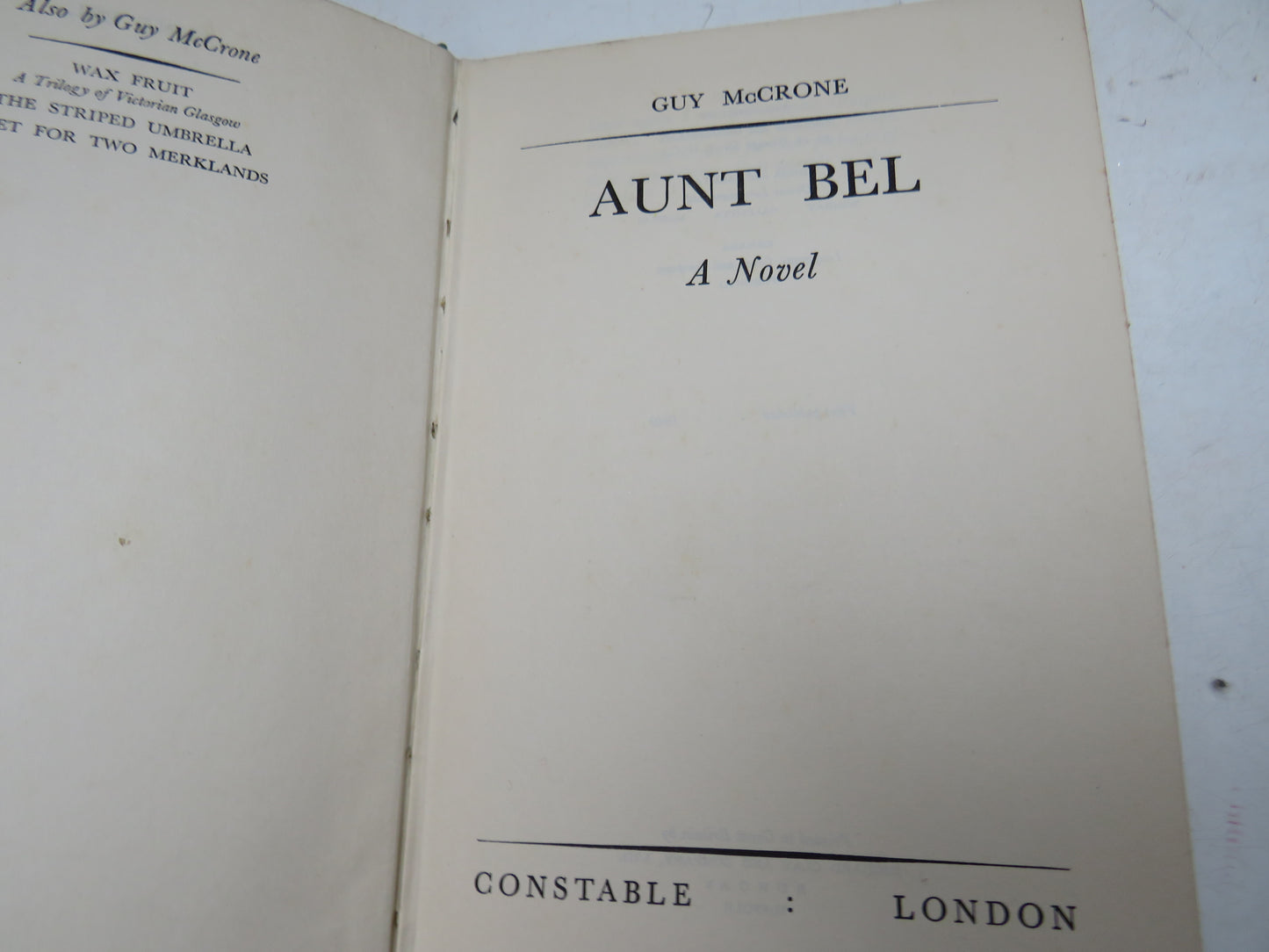 Aunt Bel A Novel By Guy McCrone 1949 1st Edition