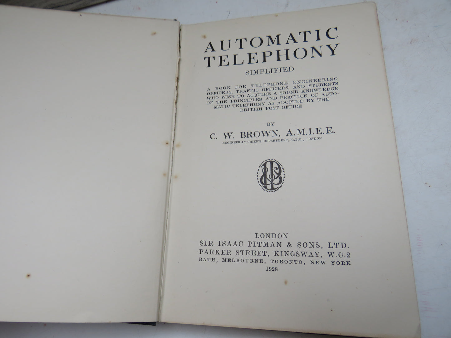 Automatic Telephony Simplified By C.W. Brown 1928