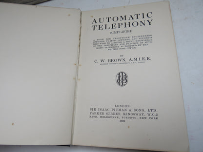 Automatic Telephony Simplified By C.W. Brown 1928 book image 4