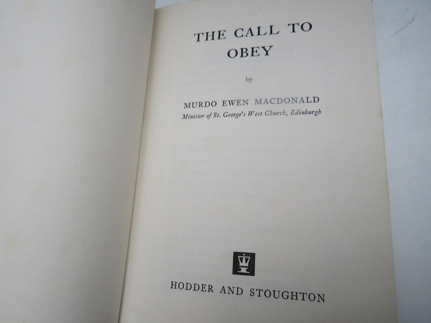 The Call To Obey By Murdo Ewen MacDonald 1963