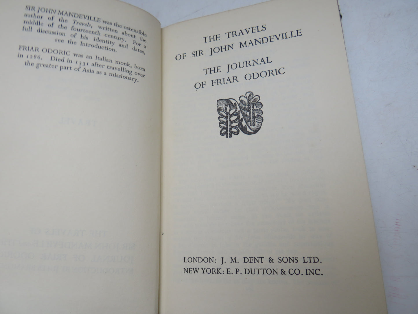 The Travels of Sir John Mandeville The Journal of Friar Odoric 1928