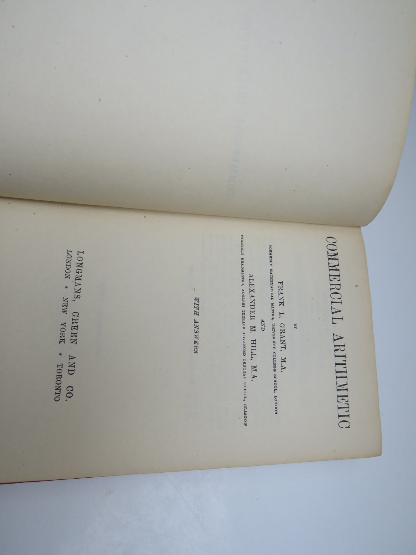 Commercial Arithmetic By Frank L. Grant and Alexander M. Hill 1946