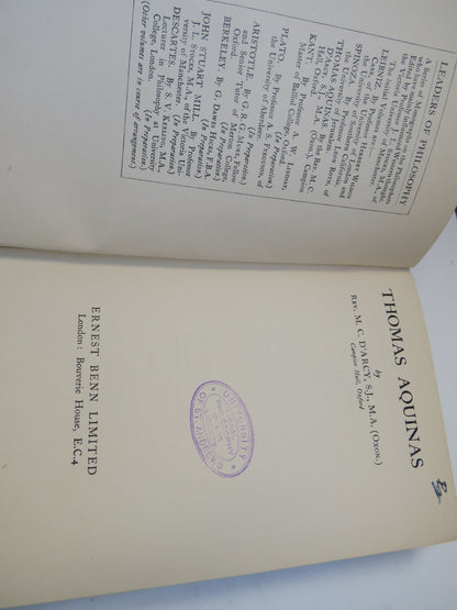 Thomas Aquinas By Rev. M. C. D'Arcy 1930 1st Edition book image 4