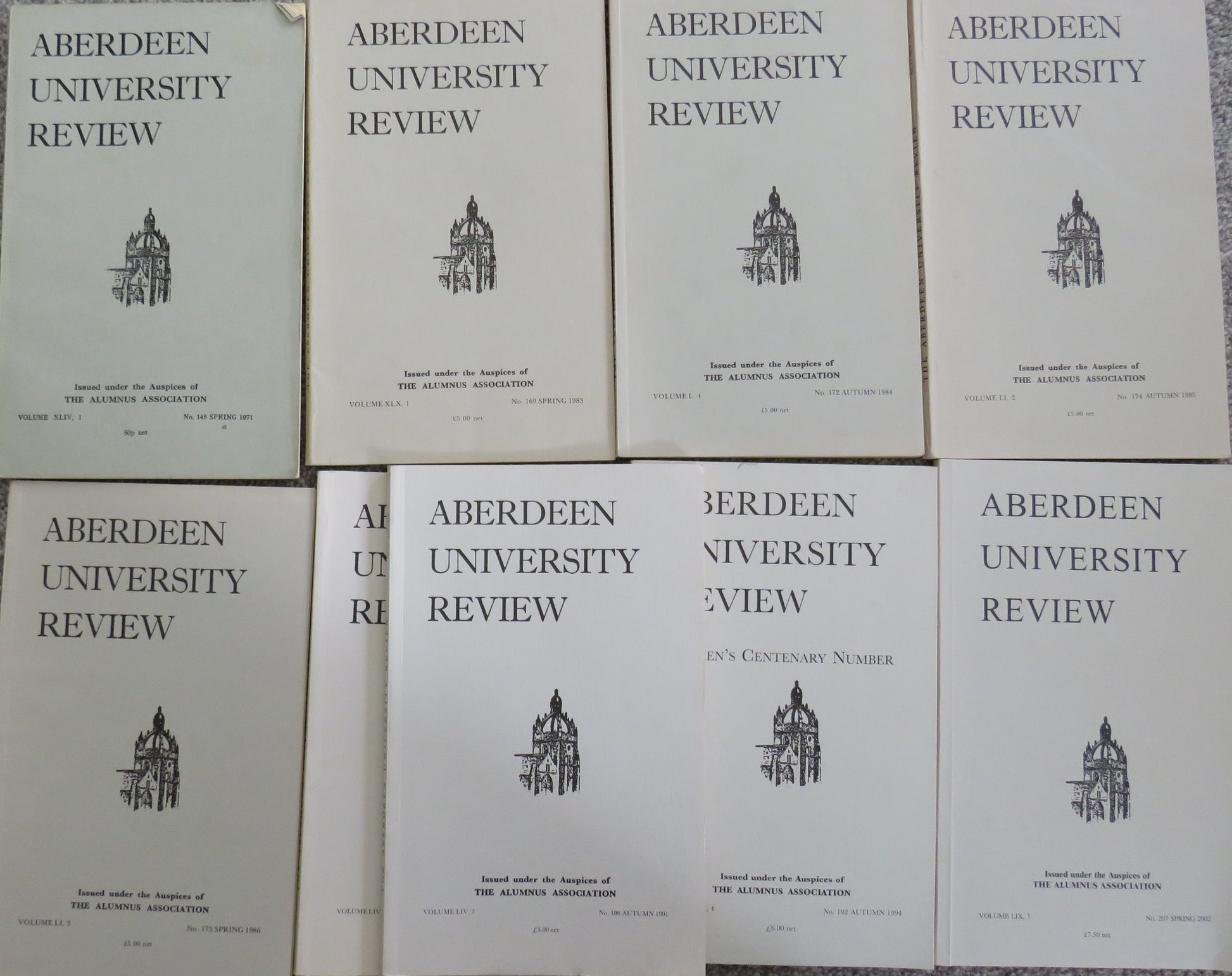 9 Volumes of the Aberdeen University Review book cover