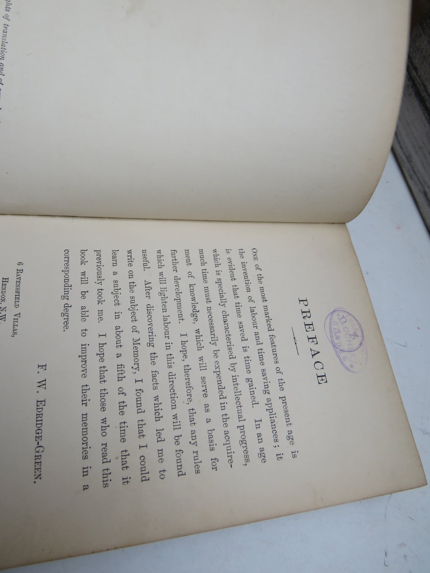 Memory and Its Cultivation By F. W. Edridge-Green 1897