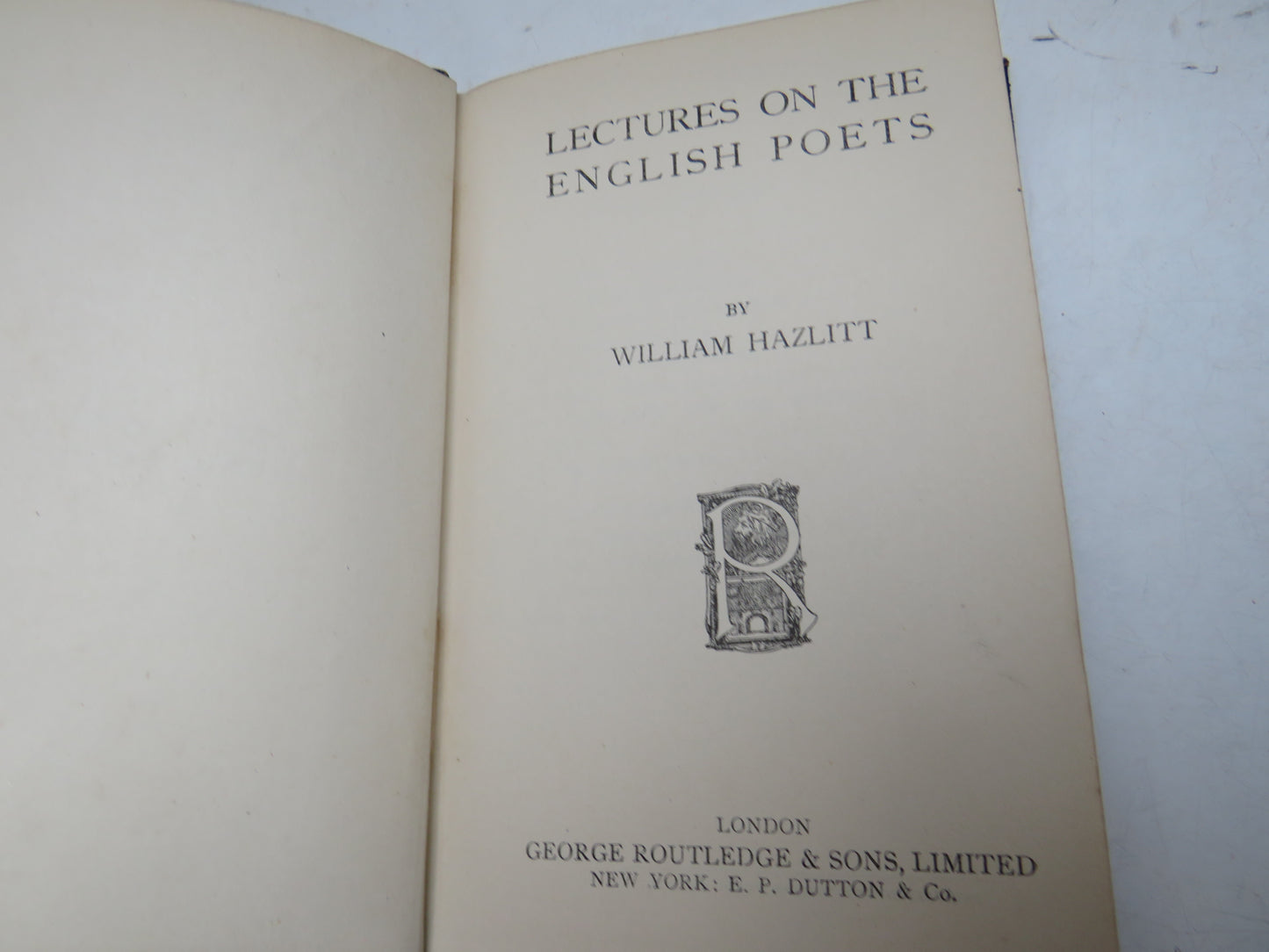 Lectures On The English Poets By William Hazlitt