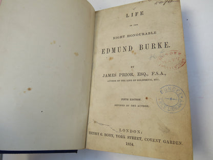 Life Of The Right Honourable Edmund Burke By James Prior 1854 book image 4