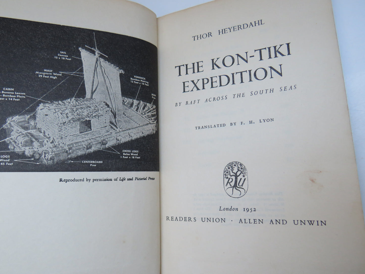 The Kon-Tiki Expedition, 1952 By Raft Across The South Seas By Thor Heyerdahl Translated by F.H. Lyon