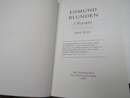 Edmund Blunden A Biography By Barry Webb 1990