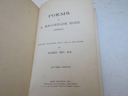 Poems of A. MacGregor Rose (Gordon) By Robert Dey book image 4