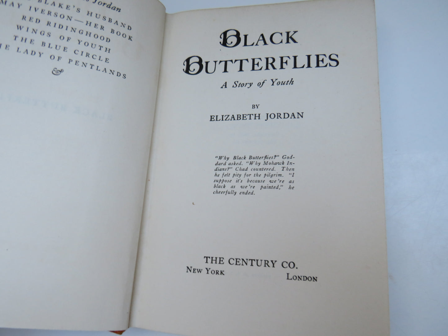 Black Butterflies A Story of Youth By Elizabeth Jordan 1927