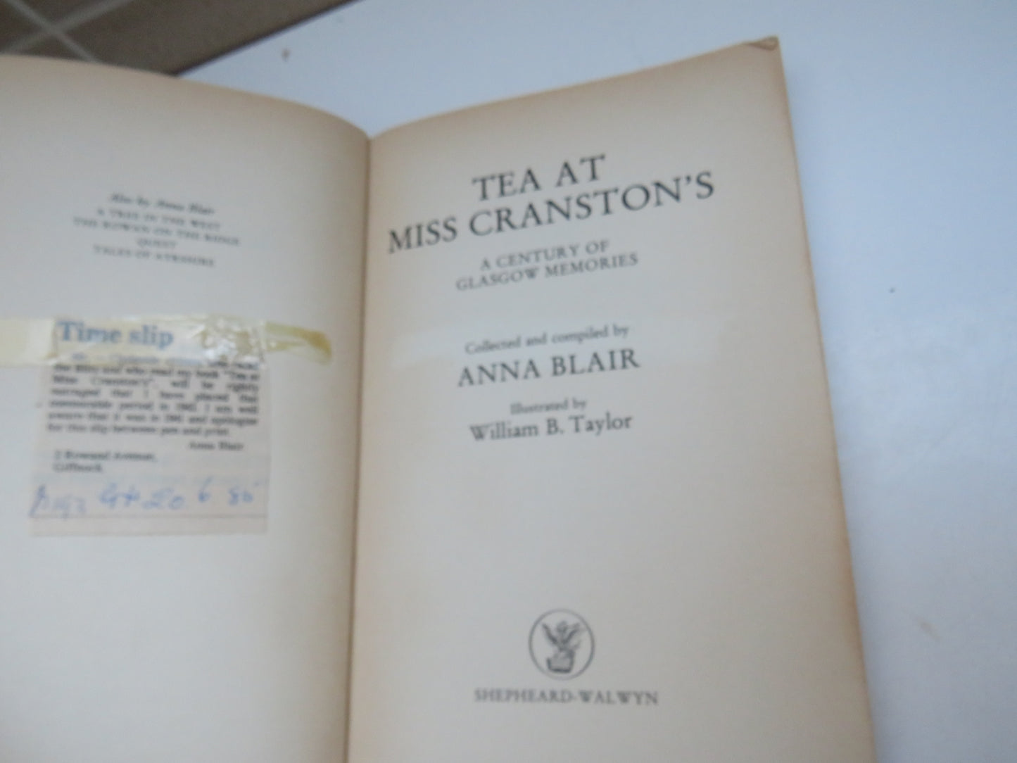 Tea At Miss Cranston's A Century of Glasgow Memories Collected and Compiled By Anna Blair 1985