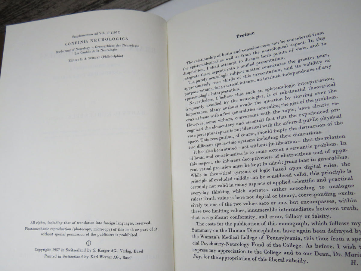 Brain and Consciousness Some Prolegomena To An Approach of the Problem By Hartwig Kuhlenbeck 1957