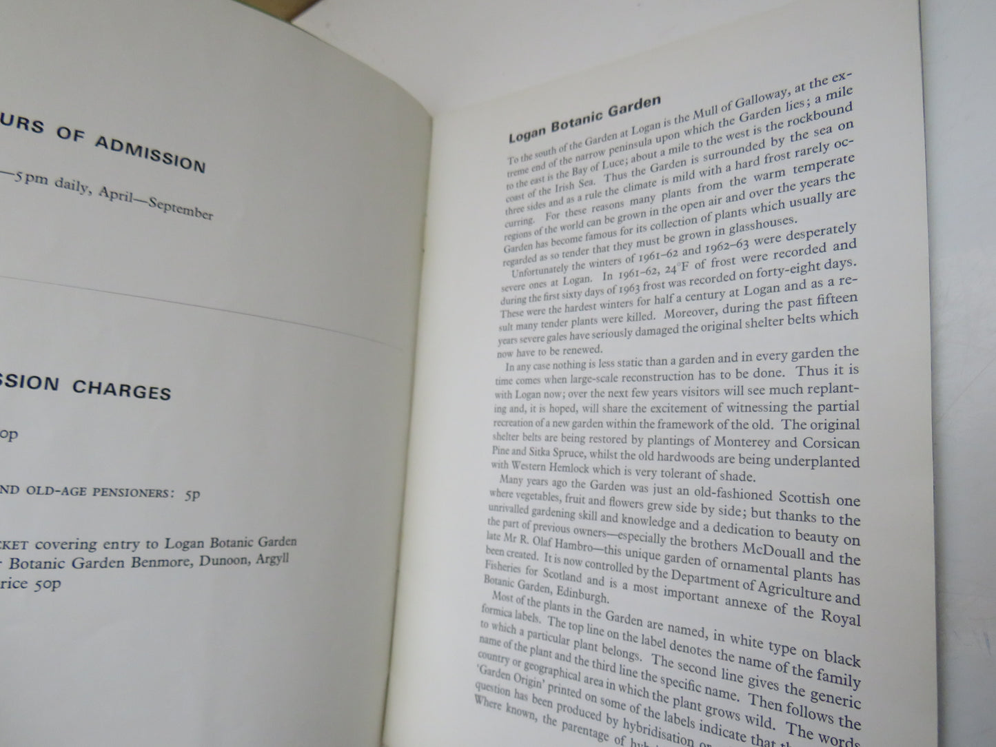 Logan Botanic Garden, Garden Guide, 1971