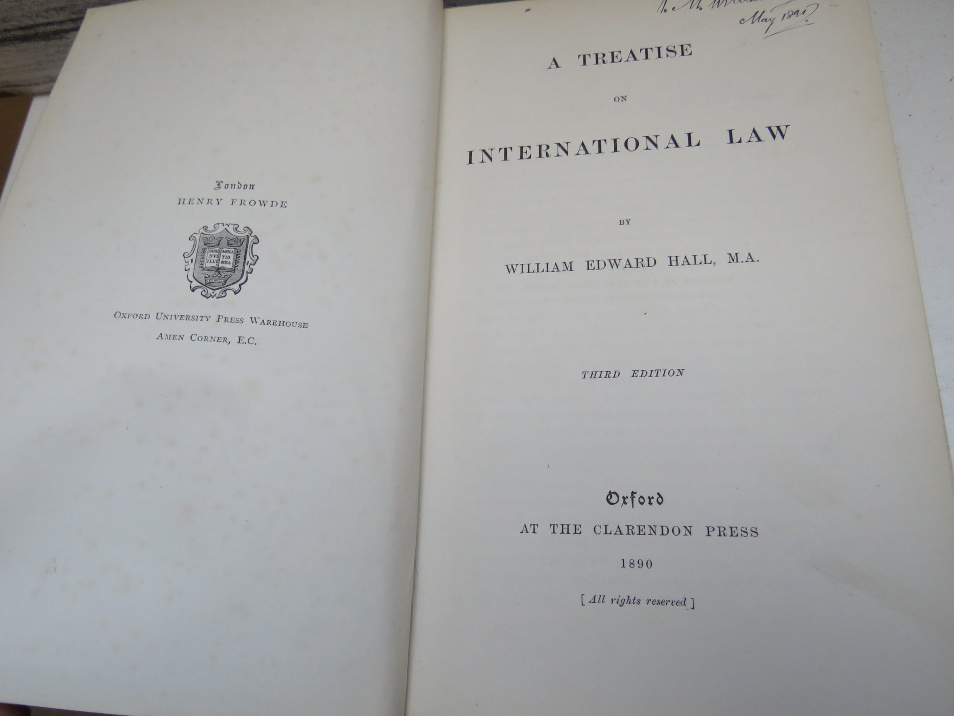 A Treatise on International Law by William Edward Hall 1890 (Antique Law Book) book 3
