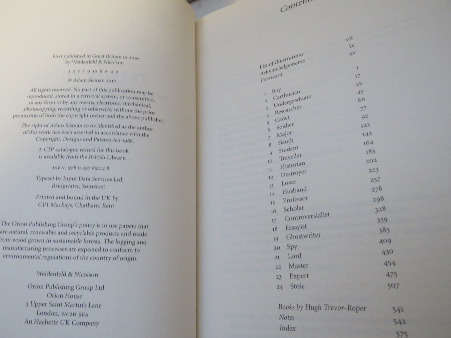 Hugh Trevor-Roper The Biography By Adam Sisman 2010