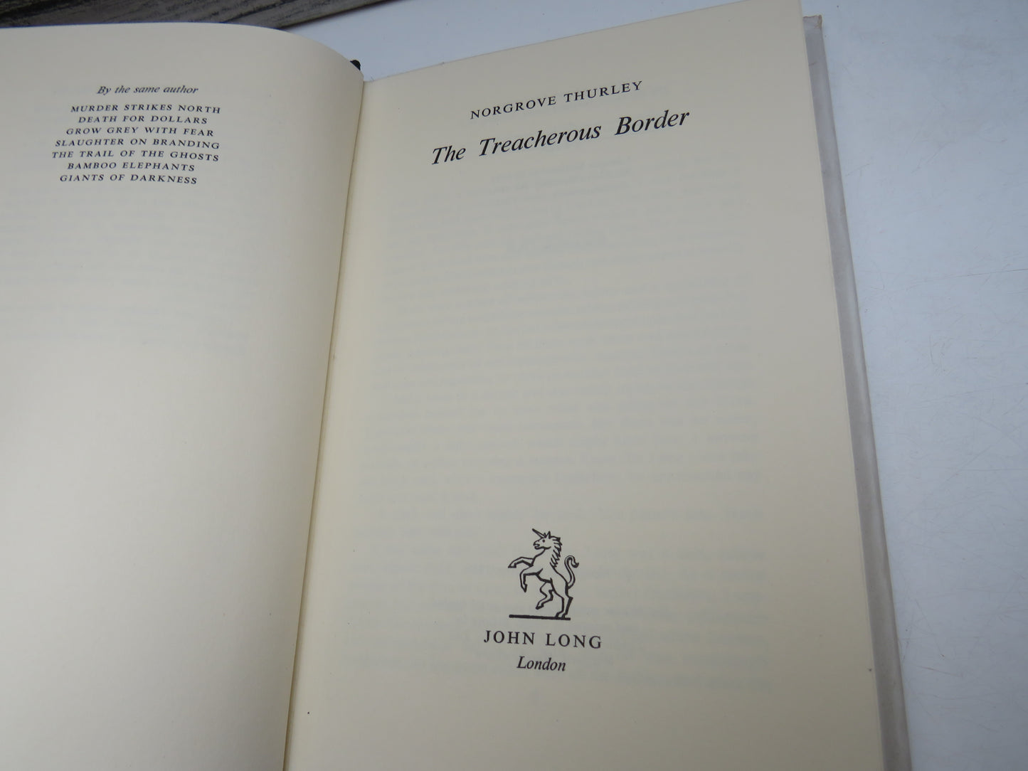 The Treacherous Border By Norgrove Thurley 1958