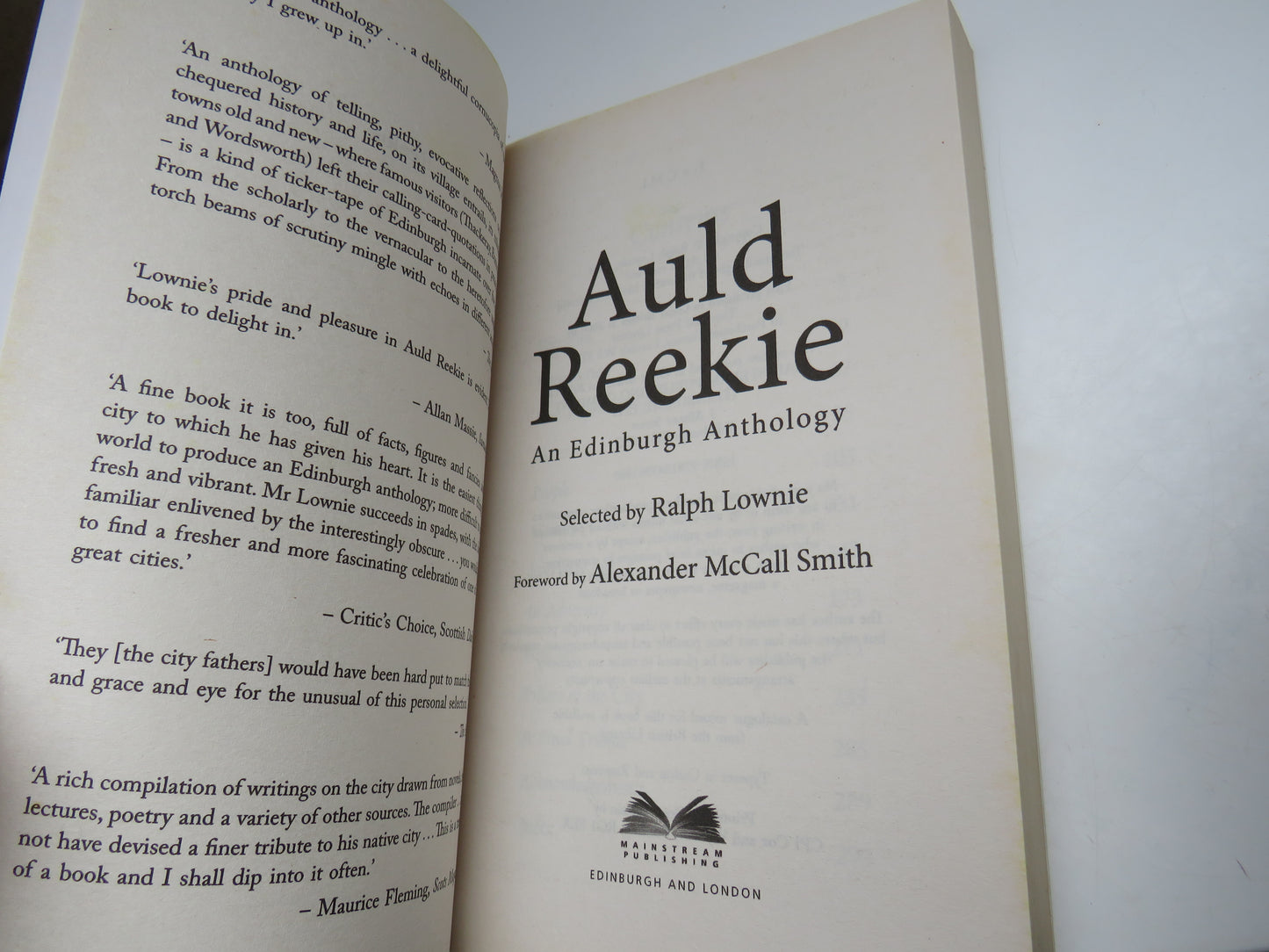 Auld Reekie An Edinburgh Anthology Selected By Ralph Lownie 2004