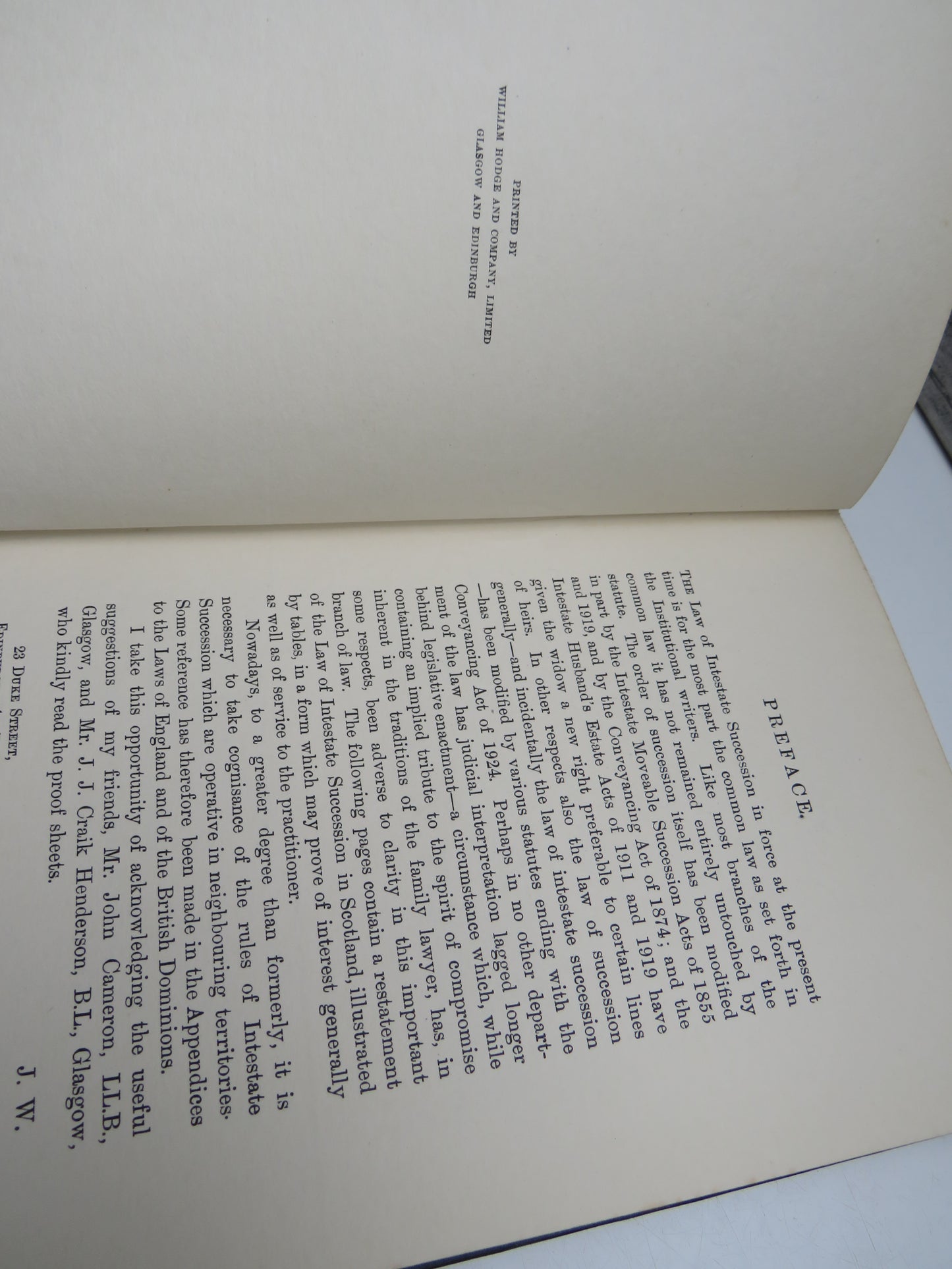 Law of Intestate Succession In Scotland By James Walker 1927