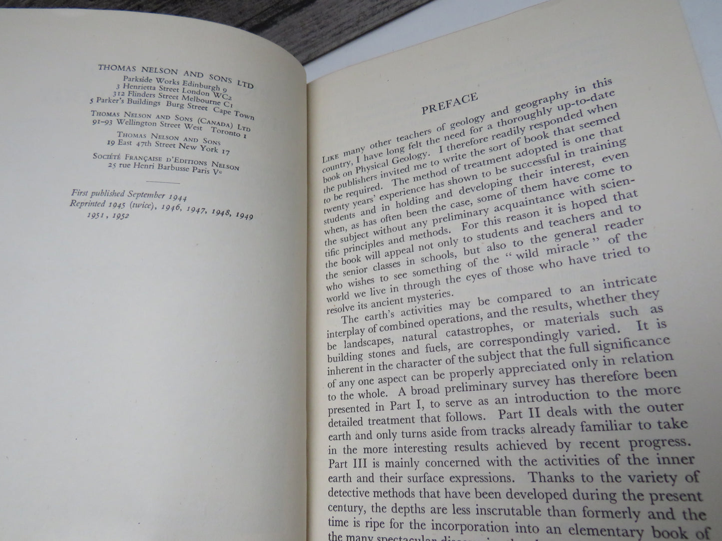 Principles of Physical Geology By Arthur Holmes 1952