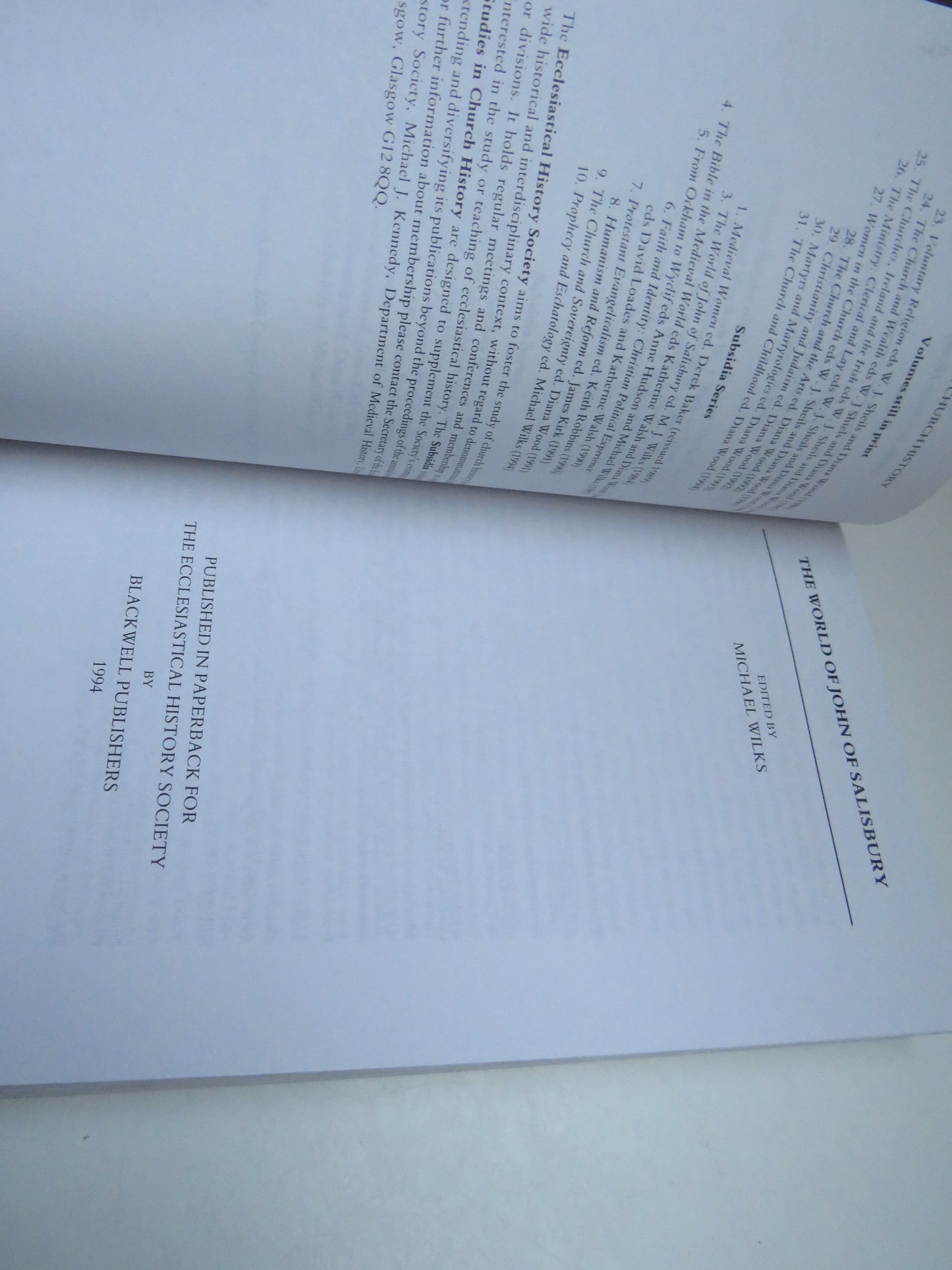 The World of John of Salisbury Edited By Michael Wilks 1994