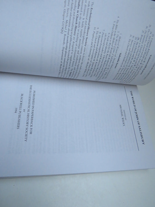 The World of John of Salisbury Edited By Michael Wilks 1994