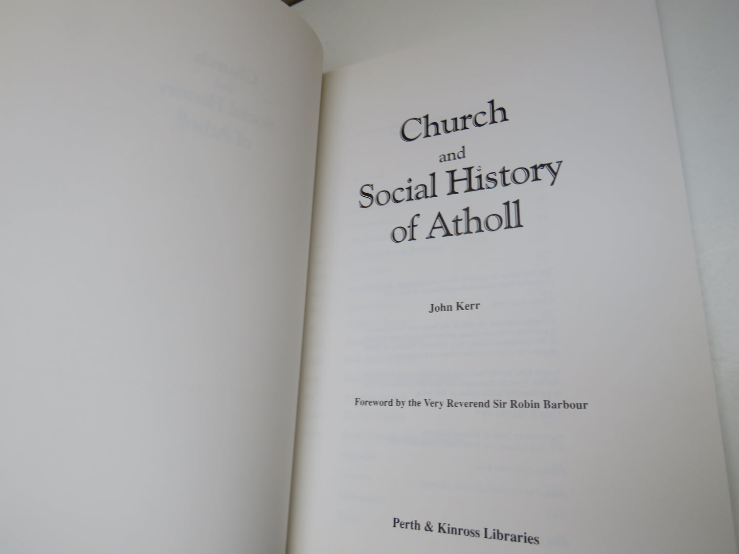 Church and Social History of Atholl by John Kerr, 1998