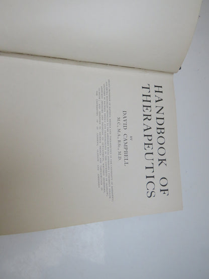 Handbook of Therapeutics by David Campbell, 1930 book image 3