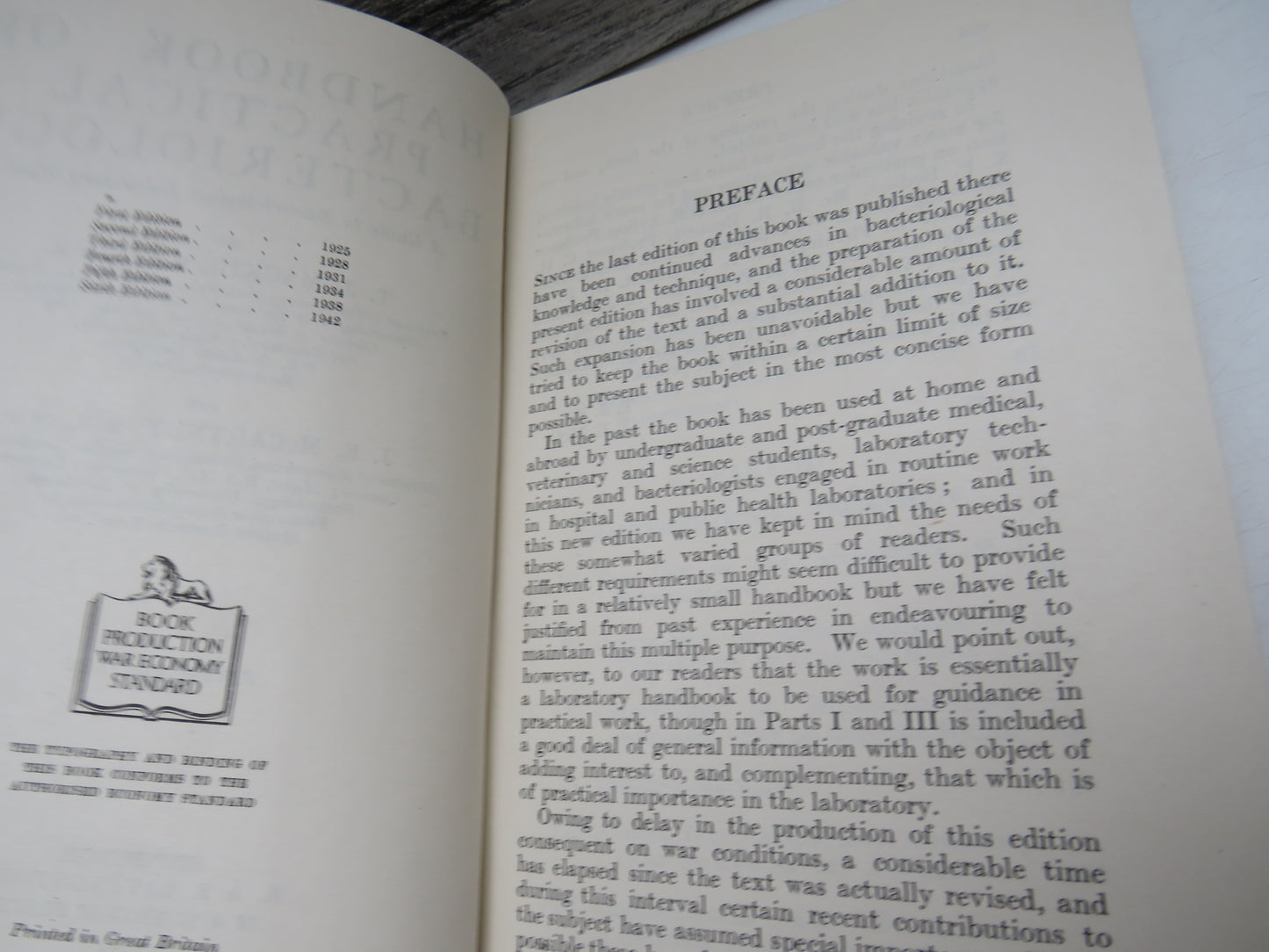 Handbook of Practical Bacteriology By T. J. Mackie and J.E. McCartney 1942